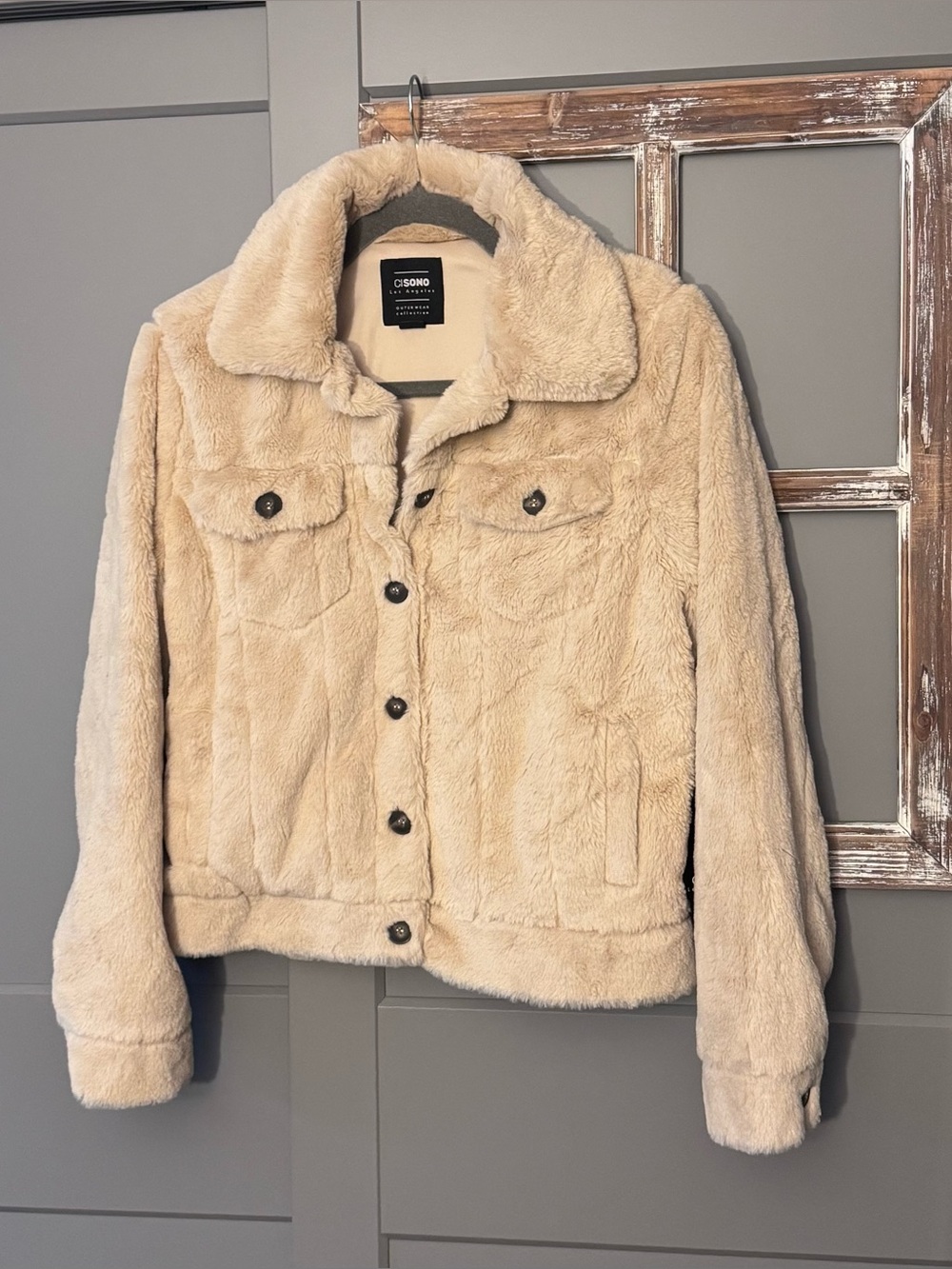 Ci Sono Women's Cream Faux Fur Jacket